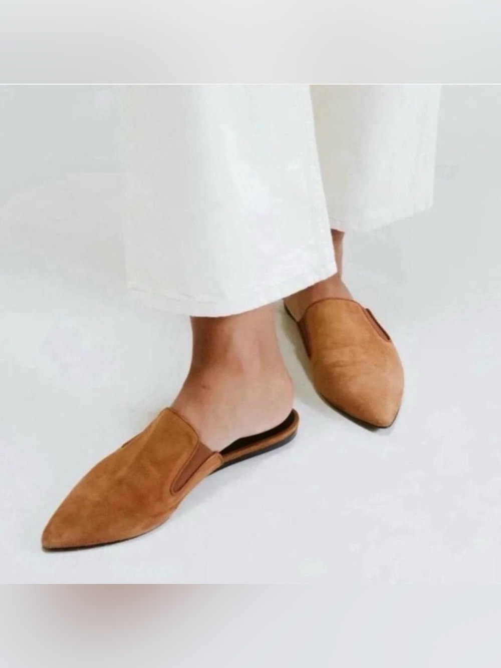Jenni Kayne Tan Suede Pointed Backless Mules